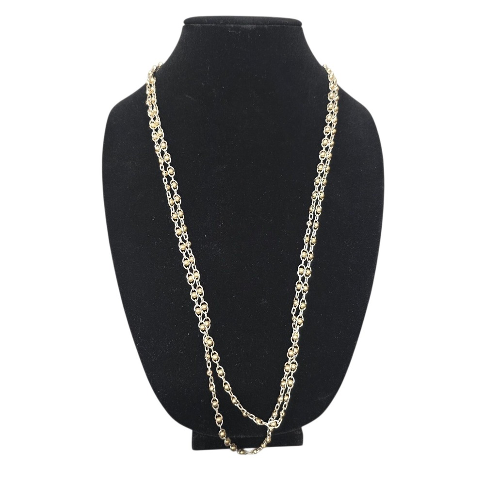 Layered Chain Necklace Gold Tone Beaded Long Fashion Jewelry Women